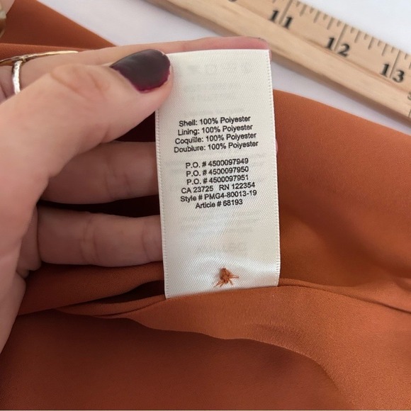 Wilfred Aritzia‎ Button Front Mini Dress Womens 2 Rust Terracotta Crepe V-Neck - Picture 10 of 10